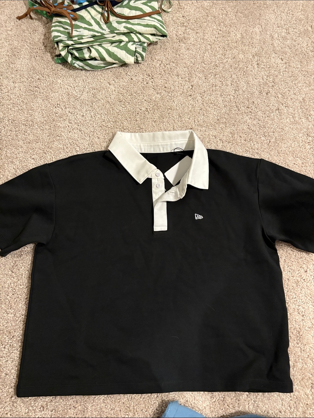 Women’s New Era Black Polo with White Collar